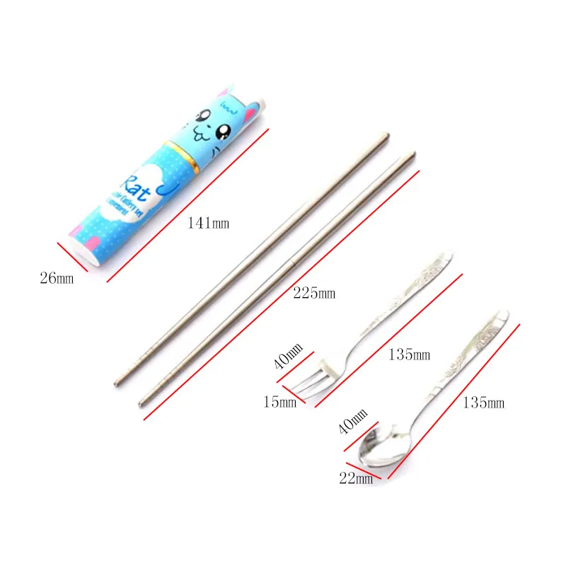 3 шт. столовые приборы из нержавеющей стали набор посуды вилка для студентов Kawaii