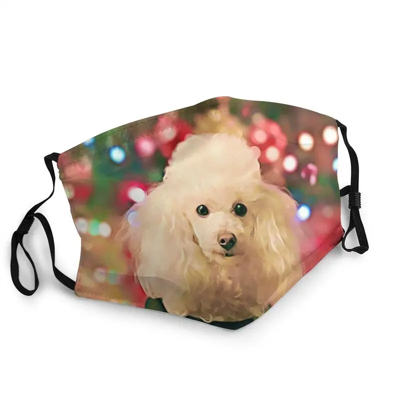

Многоразовая маска для лица для взрослых с изображением рождественского пуделя, пылезащитный чехол, респиратор