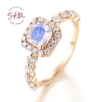 skm vintage delicate rings moonstone rings for women 14k rose gold engagement wedding rings designer promise bride gift