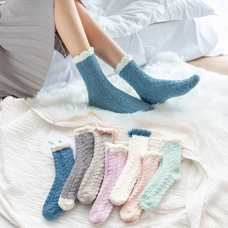 

Winter Warm Cute Cat Funny Long Fluffy Socks Cartoon Pattern Women Cotton Plush Meias Female Chausette Calcetines Mujer Fuzzy