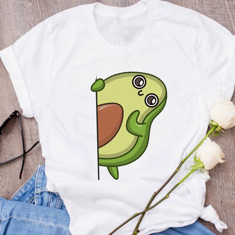 

Women Graphic Avocado Fashion Casual Cartoon Fruit Clothes Floral Lady Tees Print Tops Clothing Female T Shirt Womens T-Shirt