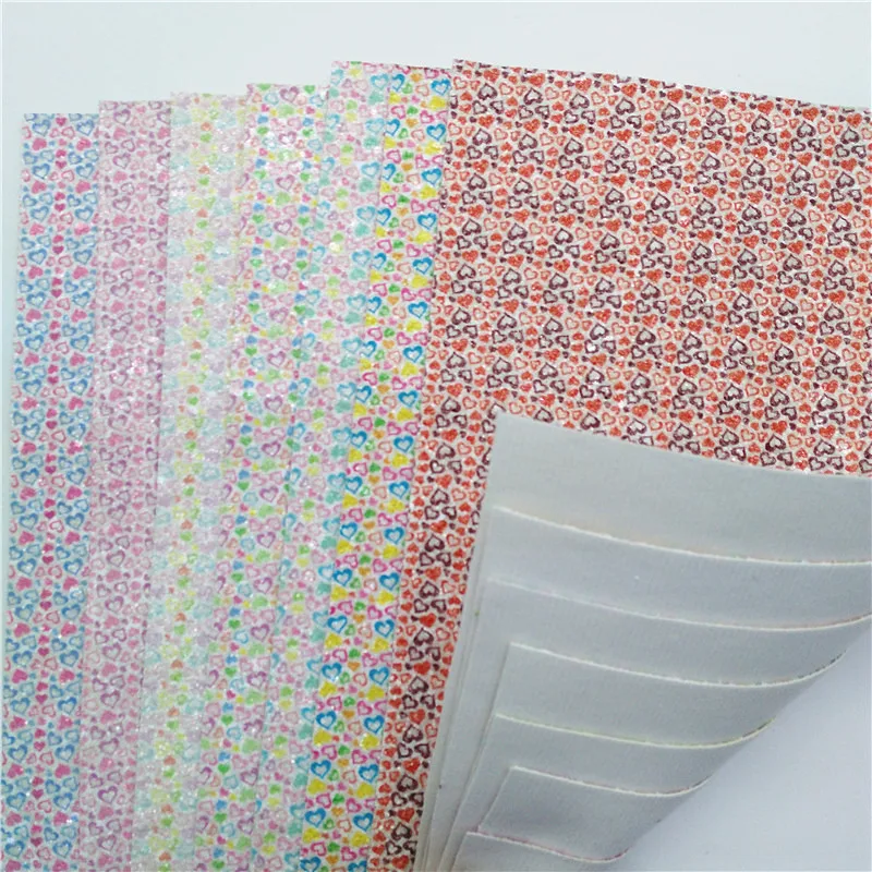 Радужные сердца печатные крупные блестящие кожа искусственная ткань винил с