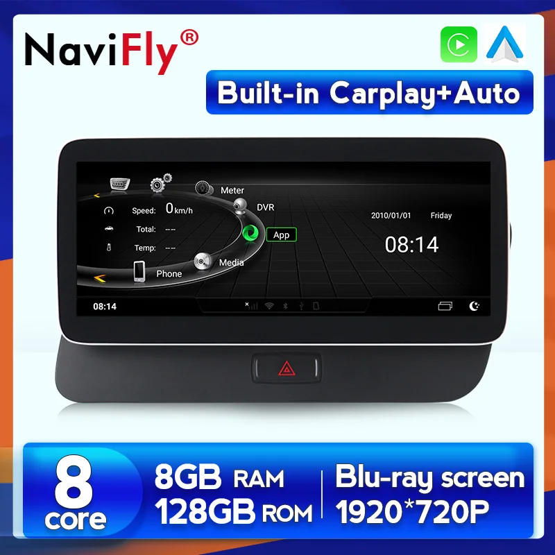 

NaviFly 1920*720 Octa Core 8GB + 128GB Android автомобильный мультимедийный плеер для Audi Q5 2009-2017 правый руль Carplay DSP 4G LTE