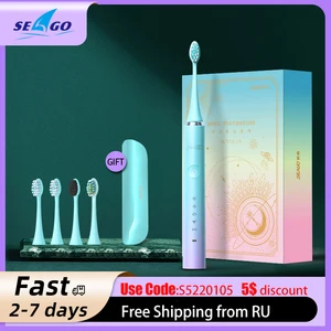 Seago Sonic электрическая зубная щетка, 5 режимов, водонепроницаемая головка для взрослых, USB зарядка S2, пара, подарок