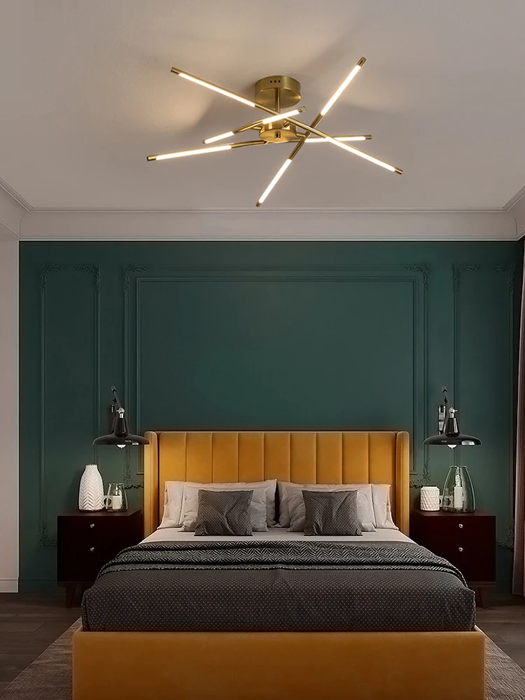 Lámpara de araña de acabado dorado y negro, iluminación nórdica para sala de estar, dormitorio, cocina y comedor