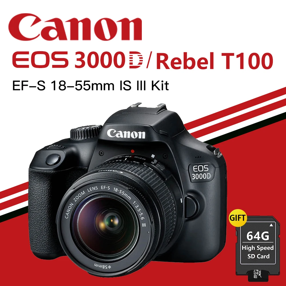 Однообъективной зеркальной камеры Canon EOS 3000D (Rebel T100) DSLR Камера с EF-S фирменнй