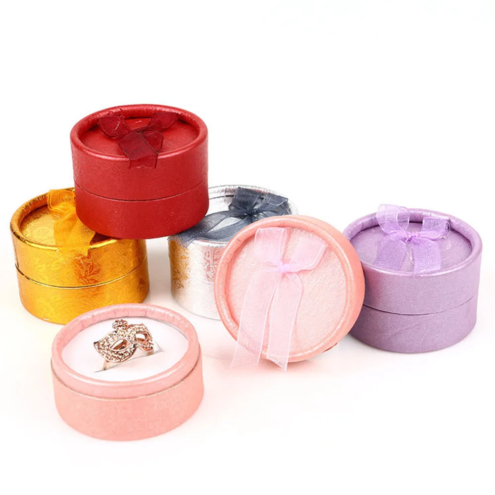 

1pcs New Small Round Bowknot Ring Box Earring Necklace Ring Packaging Boxs Paper Jewelry Gifts Boxes Fashion Accessories