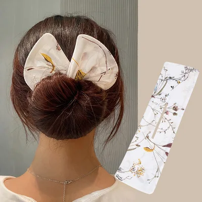 

Women Headband Deft Bun Hair Maker Bands Bun Wrap French Girl Summer Knotted Wire Print Hairpin Braider DIY Accessories