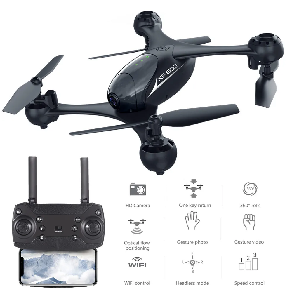 

KF600 RC Drone With HD FPV Wifi Dual Camera Altitude Hold Quadcopter Optical Flow Gesture Photo Dron VS XS809HW E58 E511 XS809HW