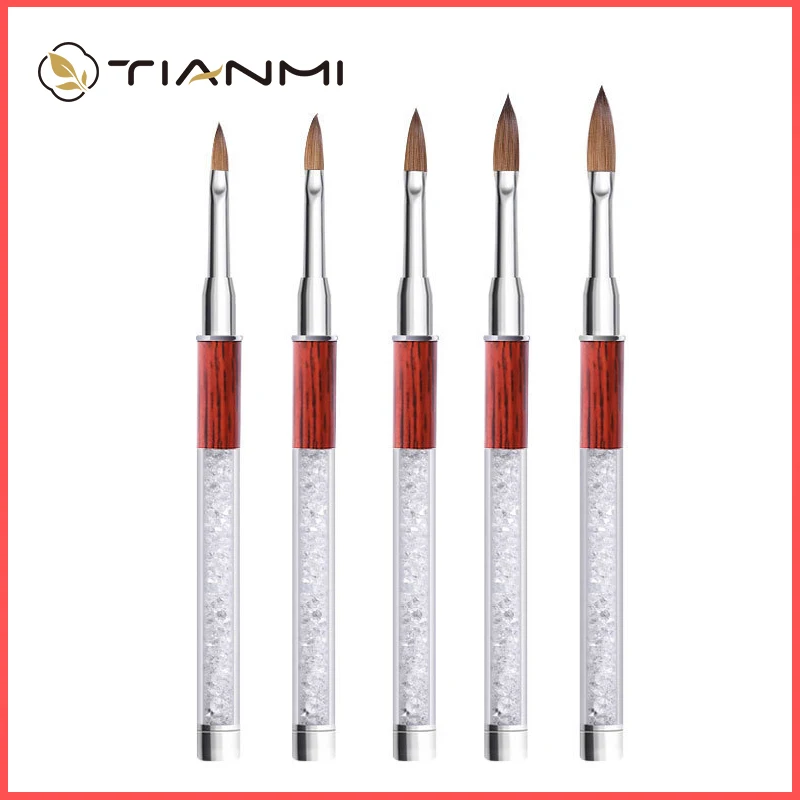 

TIANMI 100% Kolinsky Sable Hair Crystal Handle Nail Brush Painting Carving Pen DIY Powder UV Gel Design Nail Art Manicure Tools