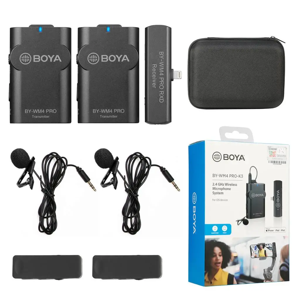 Беспроводной микрофон BOYA BY-WM4 Pro K4 Lighting для iPhone 11 Max Xs Xr 8 7 SE2 iPad iPod Touch IOS устройств
