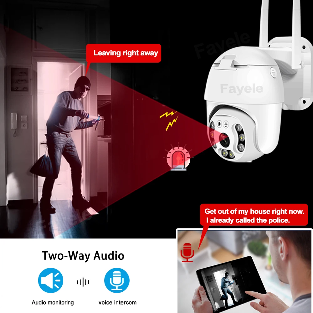 IP-камера наружная беспроводная 2 МП 1080P Wi-Fi автослежение автофокус 30 м |