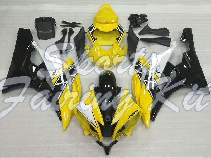 Обтекатель для YAMAHA YZFR6 2006 2007 Желтый Черный Обтекатели YZF R6 06 Пластиковые