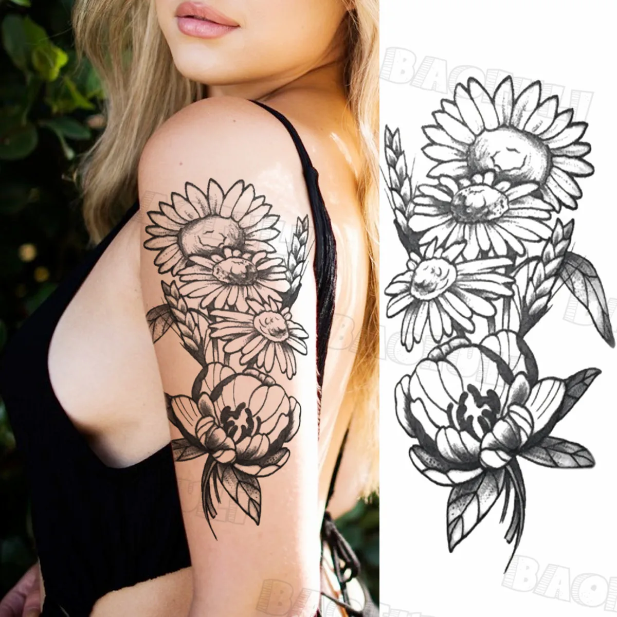 Черные Геометрические племенные глаза временные татуировки для женщин взрослые