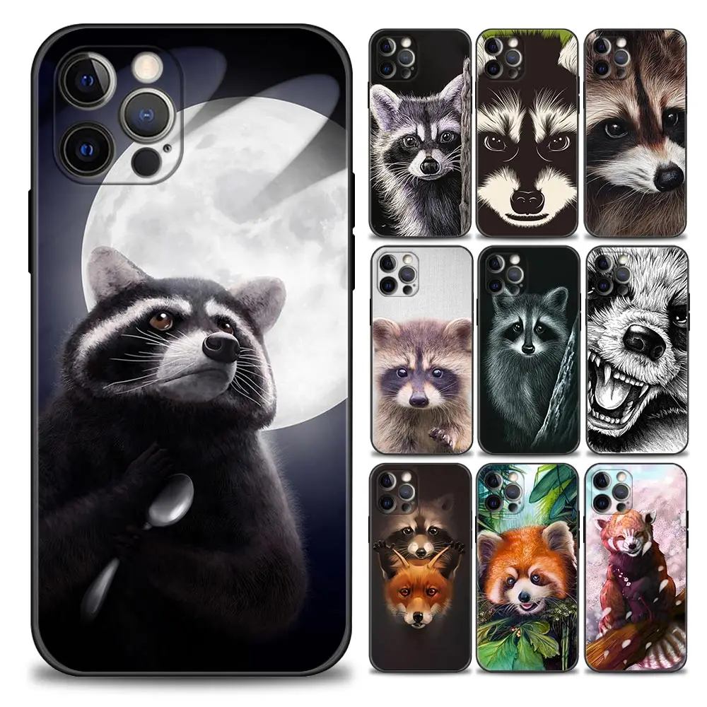 

Raccoon Animal Phone Case for iPhone 11 12 13 Pro Max 7 8 SE XR XS Max 5 5s 6 6s Plus Soft Silicone Cover Coque Funda Capa