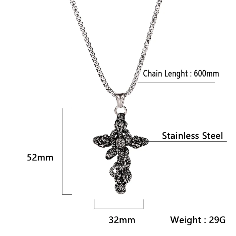 Модная крутая Байкерская подвеска FORTAFY из нержавеющей стали в виде змеи черепа