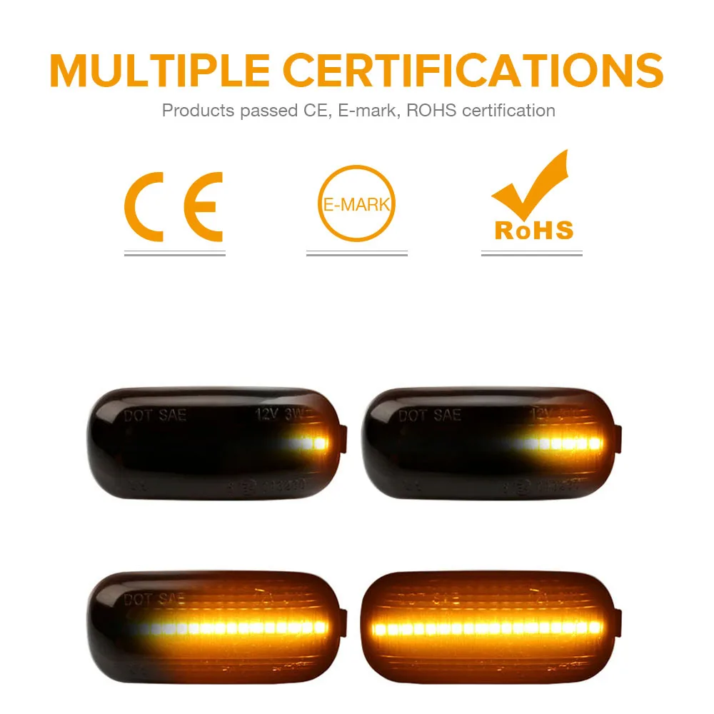 2 шт. светодиодный светильник с сигналом поворота сбоку динамический световой