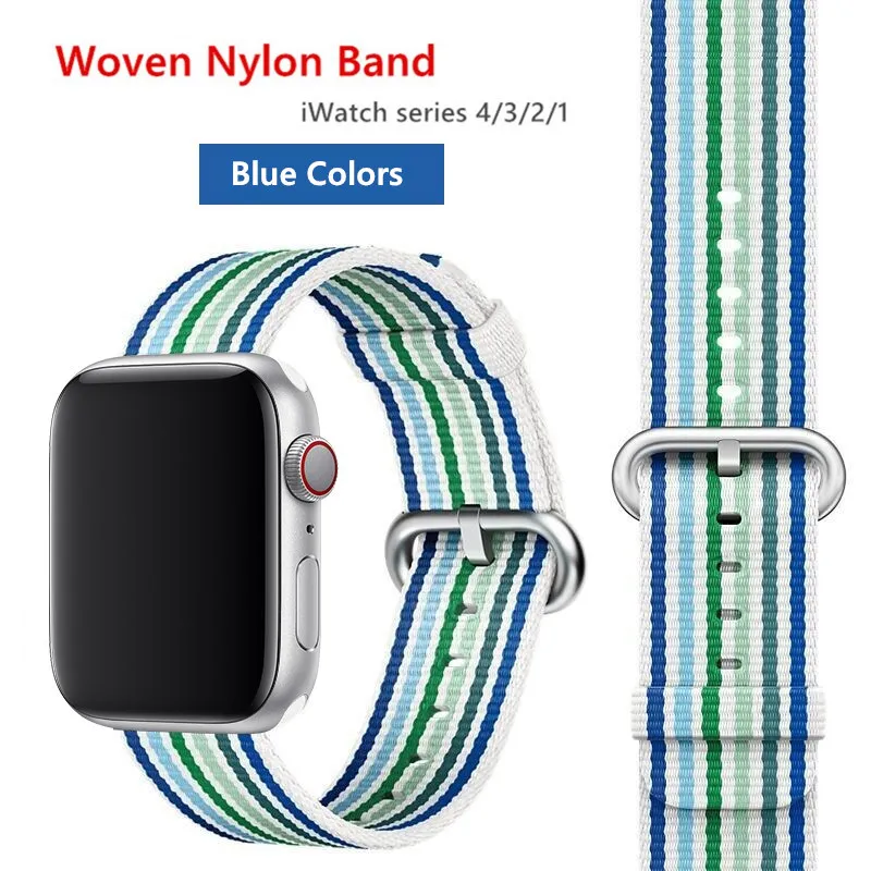 blue colors Нейлоновый ремешок для apple watch band 42 мм 38 мм iWatch 4 Band 44 мм 40 мм браслет ремень Спортивная петля ремешок для apple watch 4 3 2 1 - Цвет ремешка: blue colors