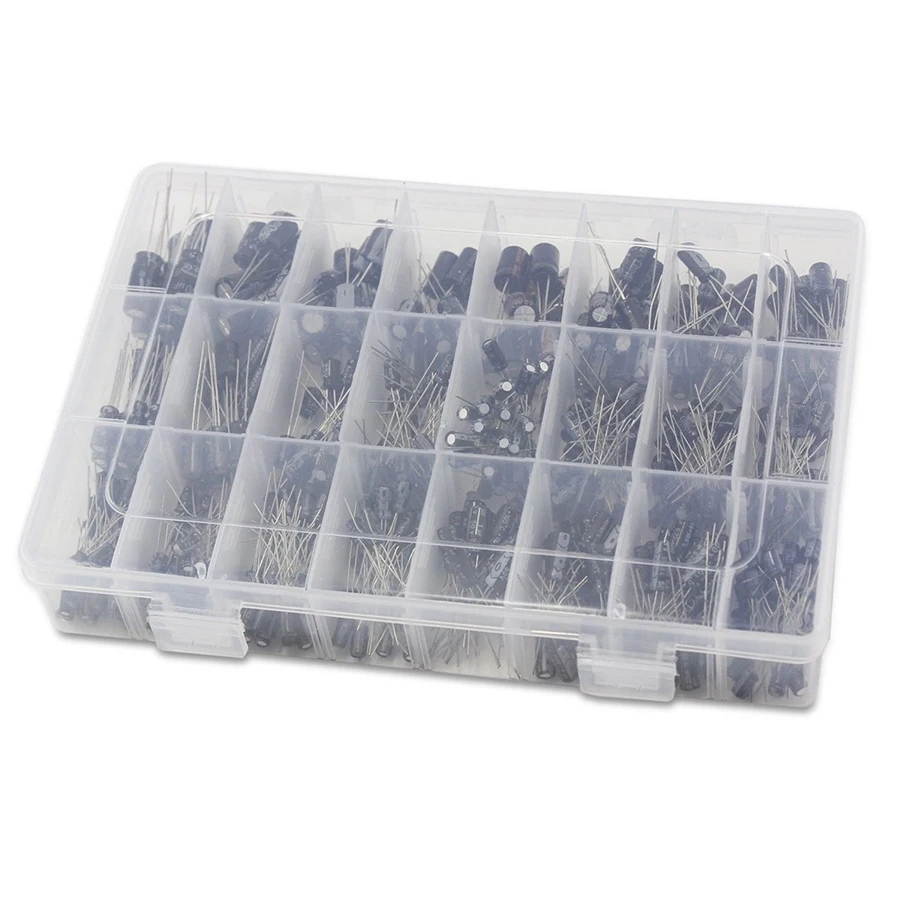 

Aluminum Capacitor 10V 16V 25V 50V 0.1UF-1000UF Electrolytic Capacitors DIY Electronic kits,24 value capacitors Assortment Kit