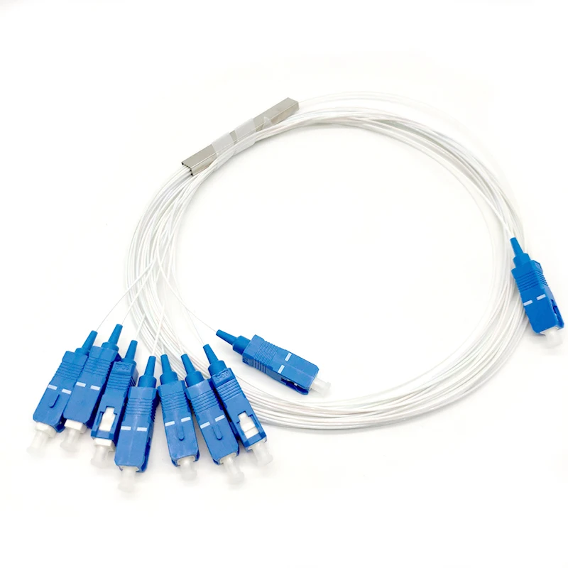 

100% new 10PCS SC APC 1X8 PLC Splitter 0.9mm Steel Tube FTTH Fiber Optic PLC Splitter 1X16 Singlemode Fiber to the home equipmen
