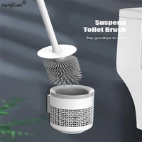 floor standing rubber head cleaning toilet brush wall mounted tpr toilet brush long handle household floor bathroom accessories
