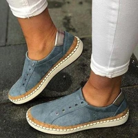 2021 women shoes hand stitched striped breathable elastic band retro casual flat suitable for wide leg women sneaker