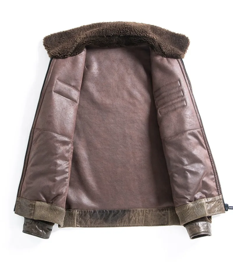 

Real Winter Mens Fur Jacket Spliced Biker Outwear Coat Motorcycle Warm Wool Shearling Jacket Fashion Slim Fit Man Overcoat 4XL
