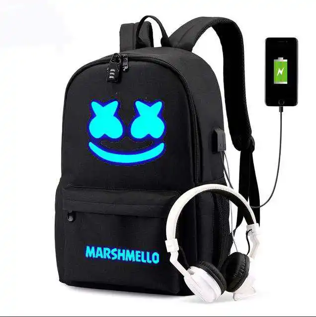 CG5222 DJ Marshmallow студенческий Светящийся рюкзак для подростков мальчиков и девочек, школьные сумки с usb зарядкой, рюкзак для ноутбука с защитой от кражи - Цвет: CG5222