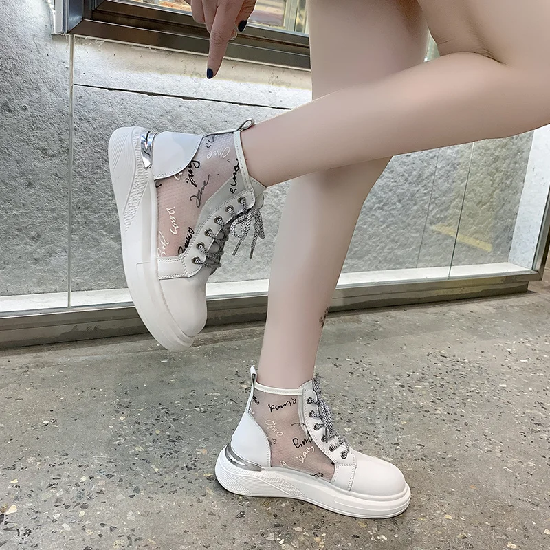 

Korean Shoes All-Match Casual Female Sneakers Round Toe Women Clogs Platform 2021 Breathable New Summer Small Creepers Cross Sol