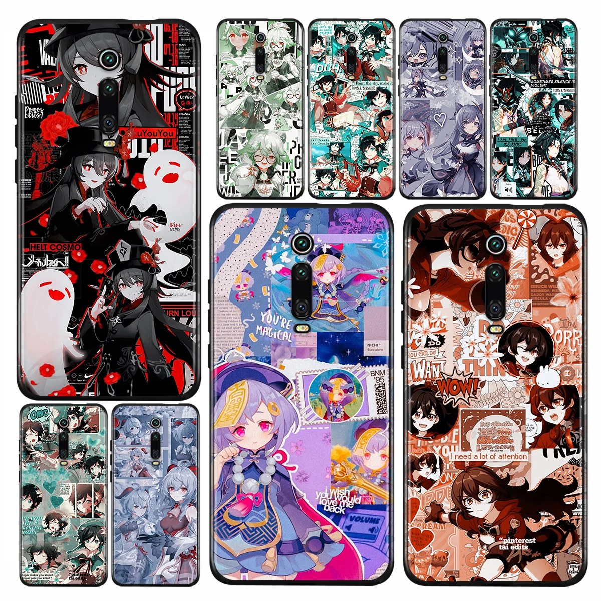 

Genshin Impact Anime Silicone Cover For Xiaomi Redmi K40 Gaming K30i K30T K30S K30 Ultra K20 10X Pro 5G Black Phone Case