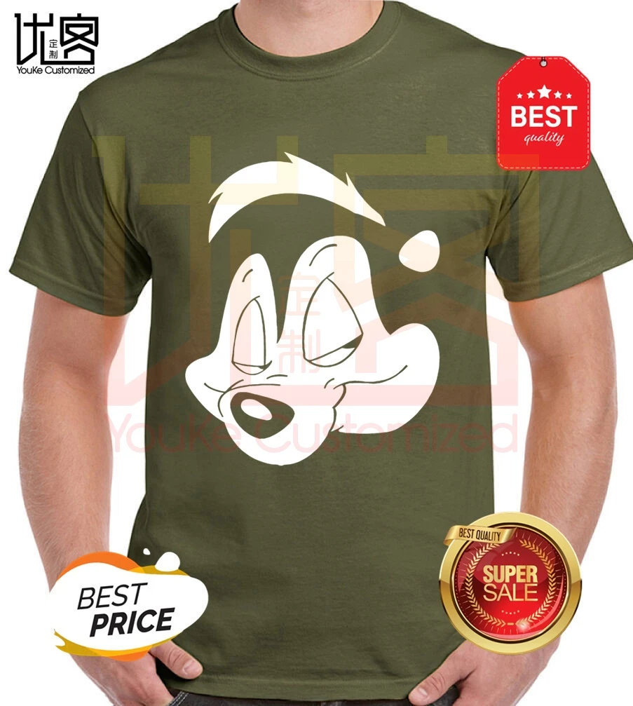 Мужская футболка с мультяшным принтом Pepe Le Pew Новинка лета 2020 Стильная мужская из