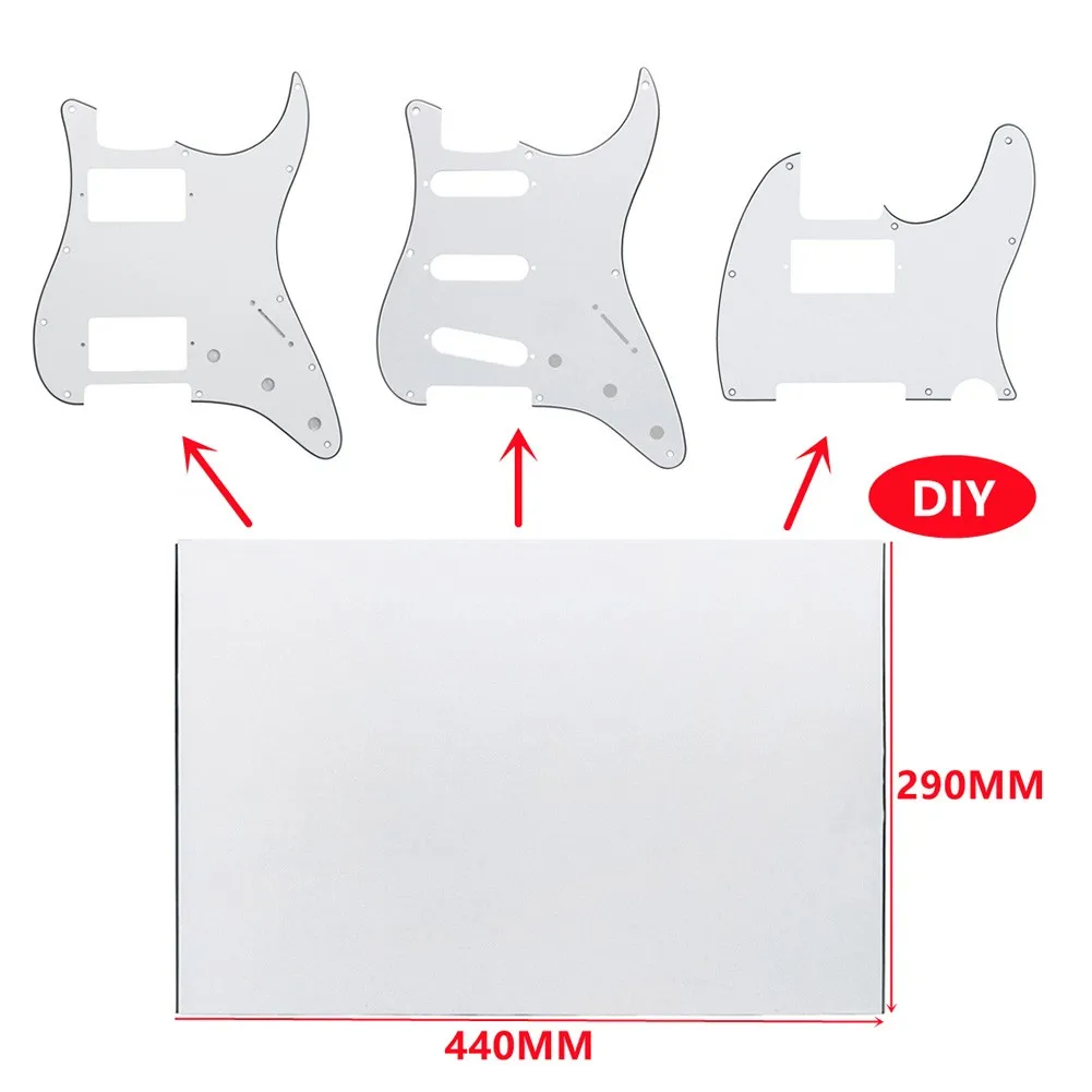 

Blank Pickguard Sheet Electric Guitar Scratchplate DIY Material 44 X 29cm 3 Ply Bass Panel Blank Board For 1 X ST Or 2 X Tele