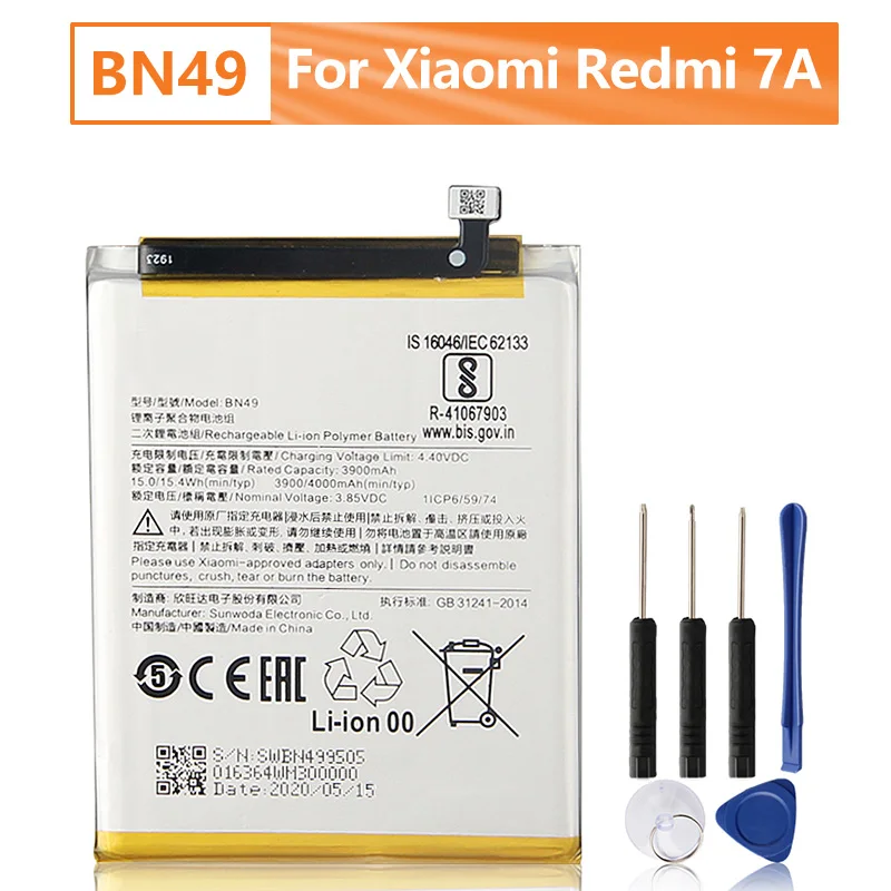 

Replacement Battery BN49 For Xiaomi Redmi 7A Replacement Phone Battery 4000mAh With Free Tools