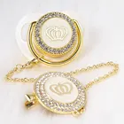 Золотая Соска-пустышка с зажимами, роскошная Соска-пустышка с алфавитом для младенцев, уникальная Соска-пустышка с буквами, подарок для малыша