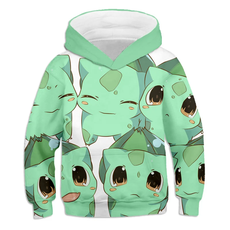 

2020 New Leisure Comfortable Children's Hoodie Pokemon Cartoon Pattern Printed Boys' Tops Lovely Girls' Clothes 4-14T