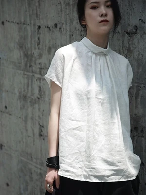 Женская летняя одежда из пеньковой ткани с коротким рукавом|Футболки| |