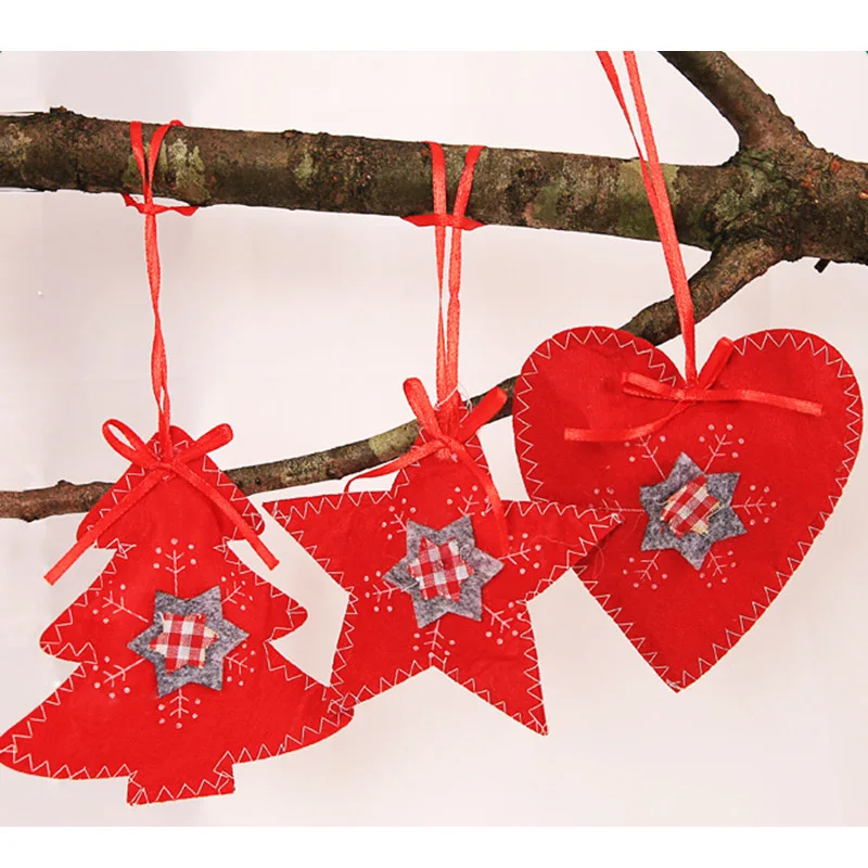 

3pcs Christmas Stars Heart Tree Pendant Decorations Christmas Tree Hanging Ornament BM88