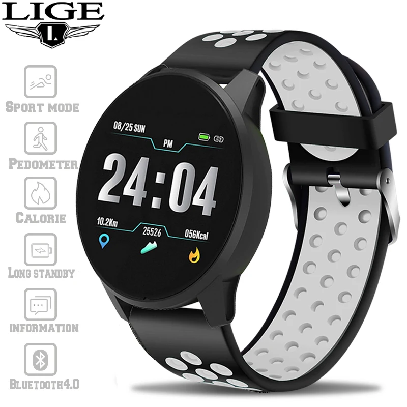 LIGE Новый смарт часы для мужчин женщин сердечного ритма крови Давление монитор