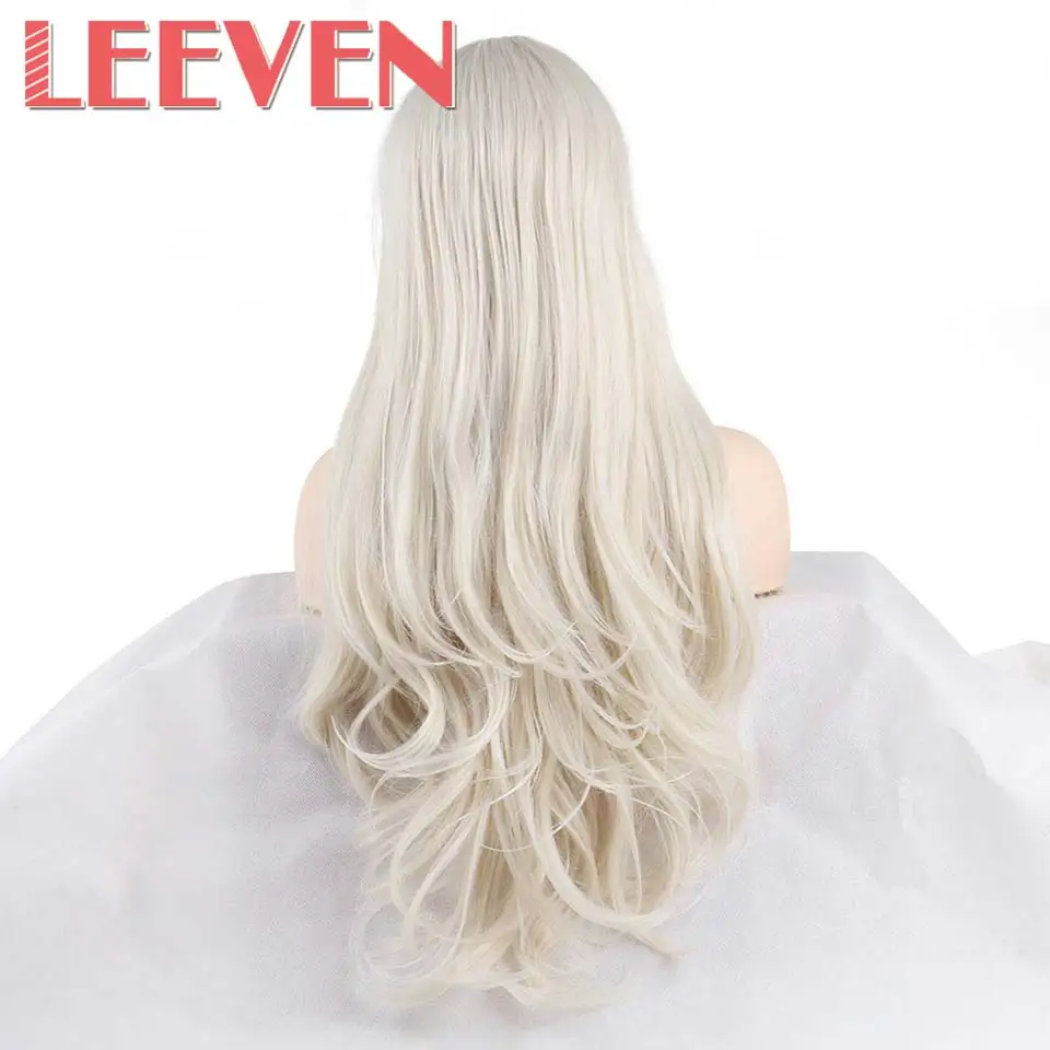 #60 Leeven 24 ''Розовый Оранжевый Фиолетовый парик фронта шнурка медный красный длинные волнистые синтетические парики с детскими волосами 613 блонд имбирный парик - Цвет: #60