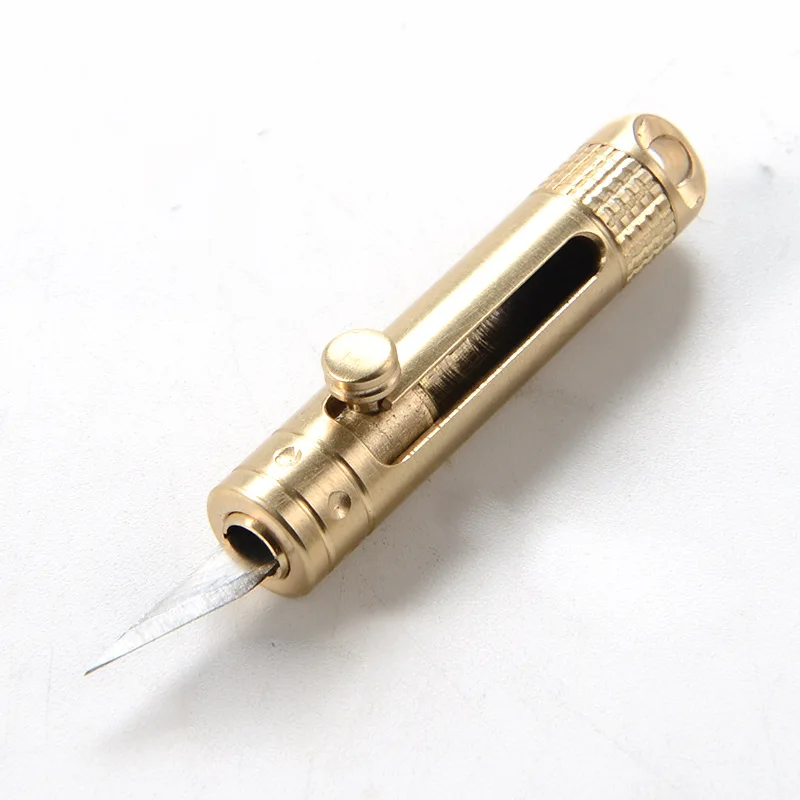 

Mini Brass Portable Tool Knife Paper Cutter Unpacking Paper Razor Blade Office Stationery Cutting Supplies Knife Express Package