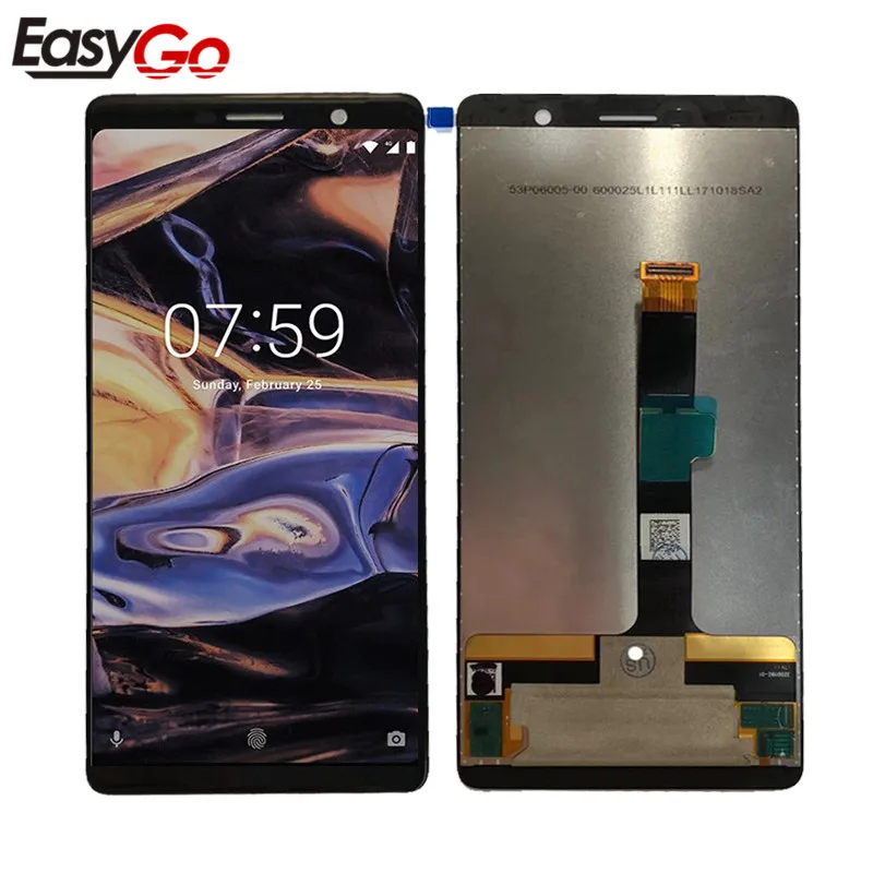 Полный ЖК-дисплей с сенсорным дигитайзером в сборе для Nokia 7 PLUS lcd Черный