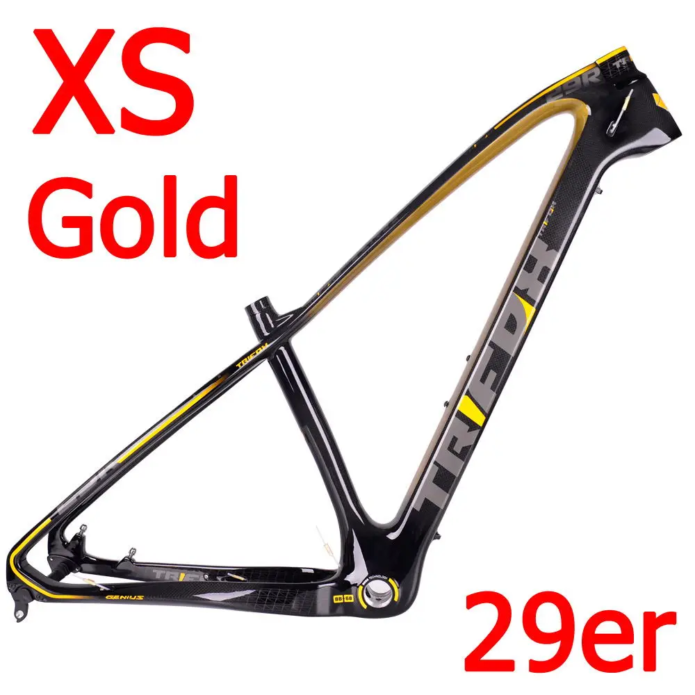 XS- Gold TRIFOX горный углерода велосипед рама 15,5/17/19 дюймов MTB углеродная рама 29er горный велосипед рама+ сиденье зажим+ гарнитура 2 года гарантии - Цвет: XS- Gold