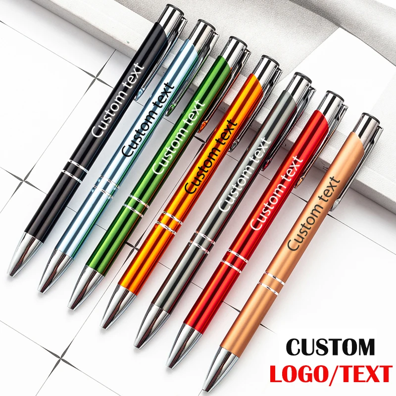 100Pcs Customized Logo Text Metal Ballpoint Pen Wholesale Business Advertising Gift Pen Student Creative Prize Gel Pen