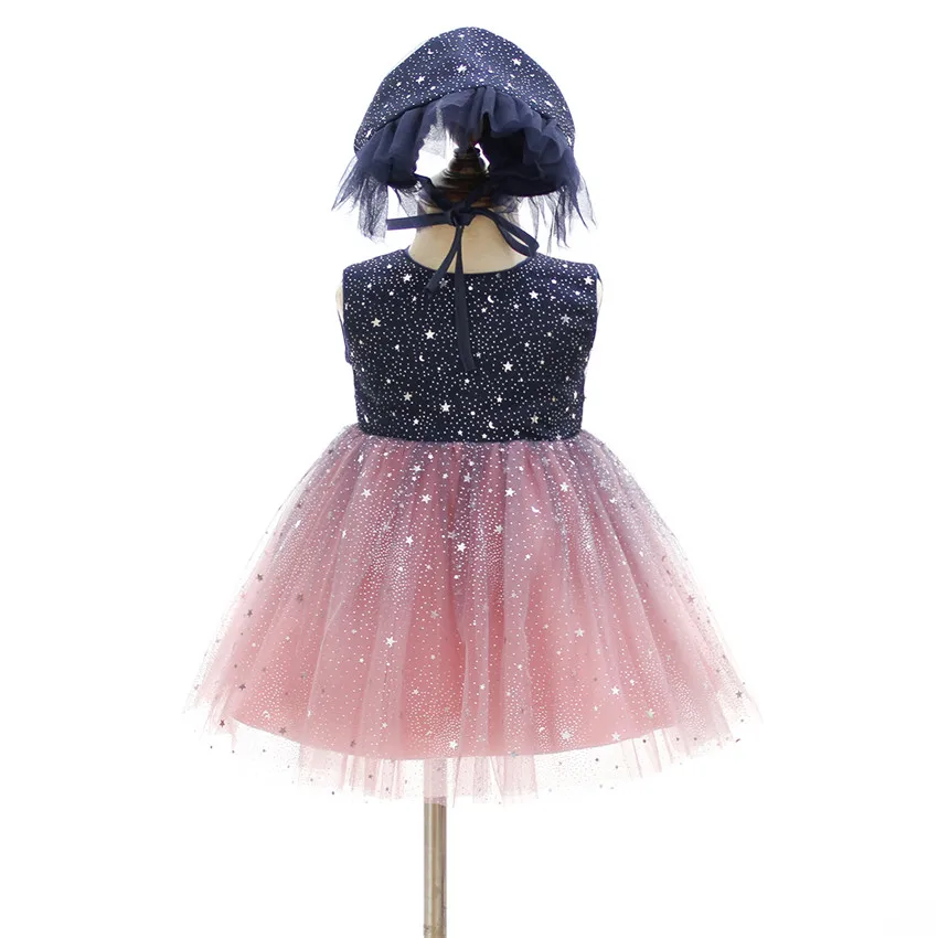 Платье со звездами одежда для дня рождения с блестками маленьких девочек Одежда 3