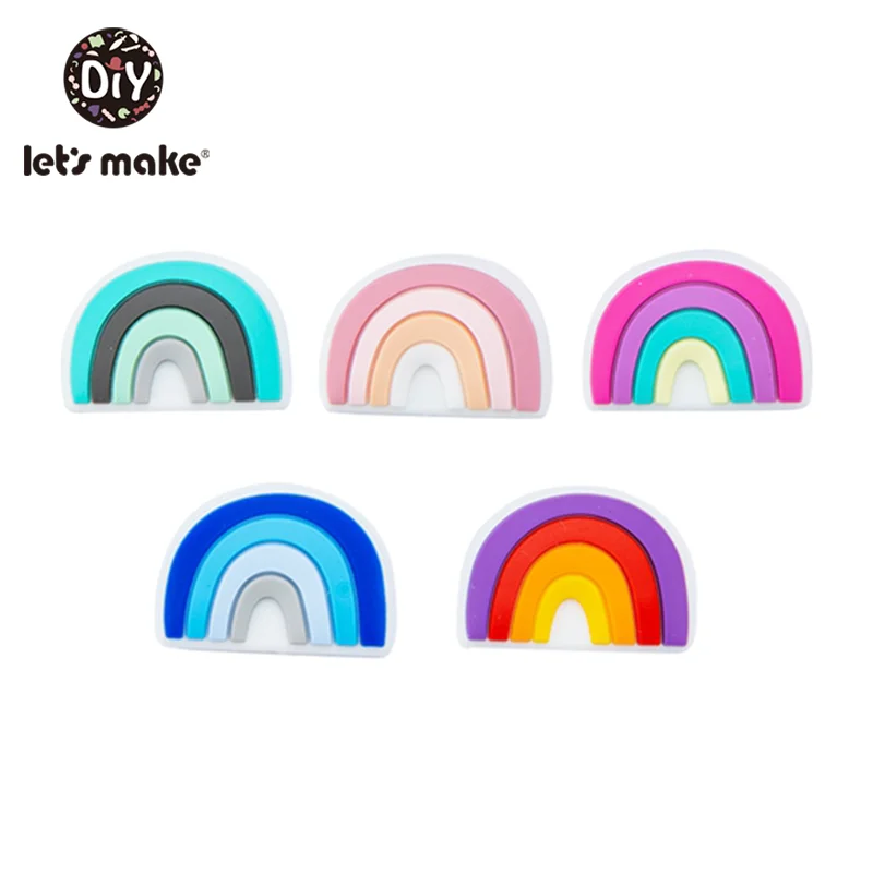 Let's Make-Cuentas de silicona para beb&eacute;, juguetes de mordedor, accesorio de grado alimenticio, collar de silicona para beb&eacute;, joyer&iacute;a DIY, 5 uds.-0