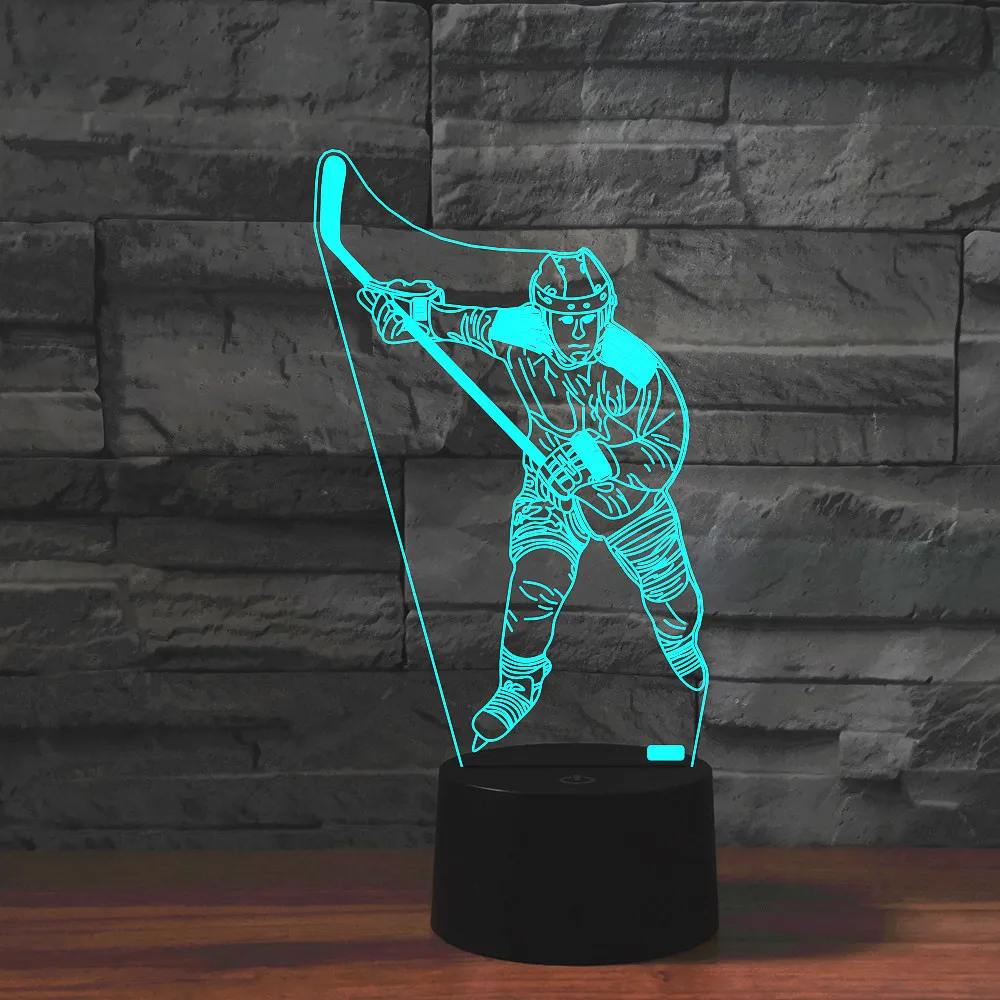 [Семь Неоновые] хоккея на льду акриловый 7 Цвета настольная лампа 3D Новинка