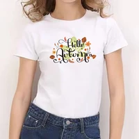 2021 autumn printed white short sleeve tee womens top tshirt for girls summer short sleeve o neck cheap tee casual clothes