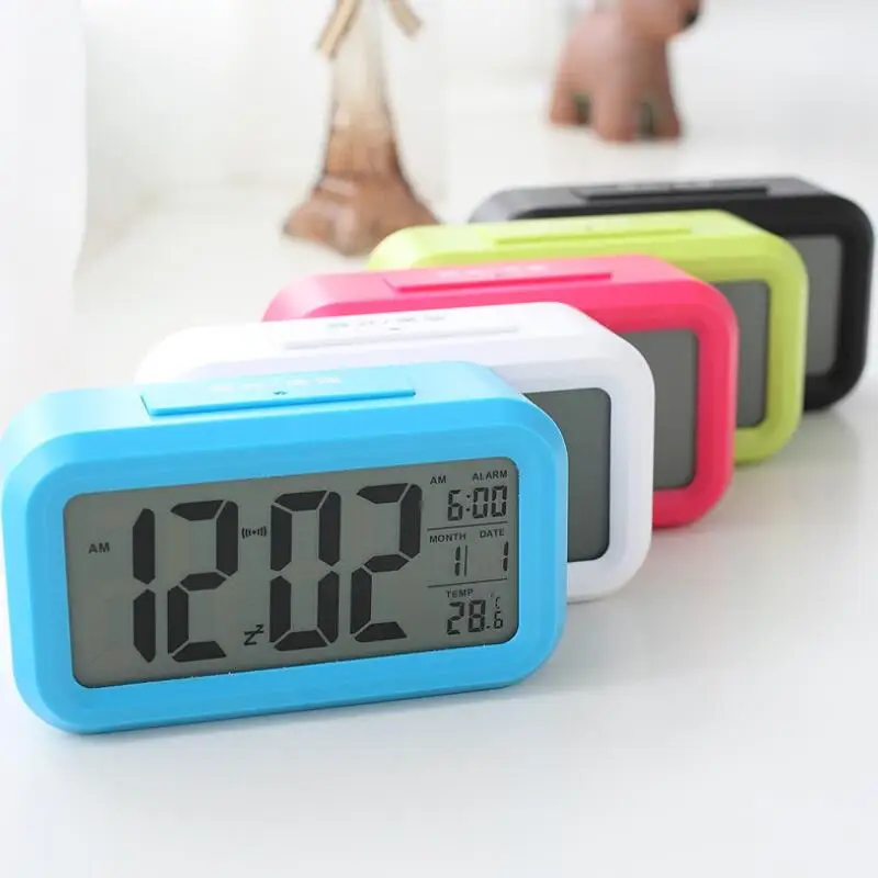 

Smart Sensor Night Light Digital Alarm Clock Silent Desk Table Clock With Temperature Thermometer Calendar LX8632