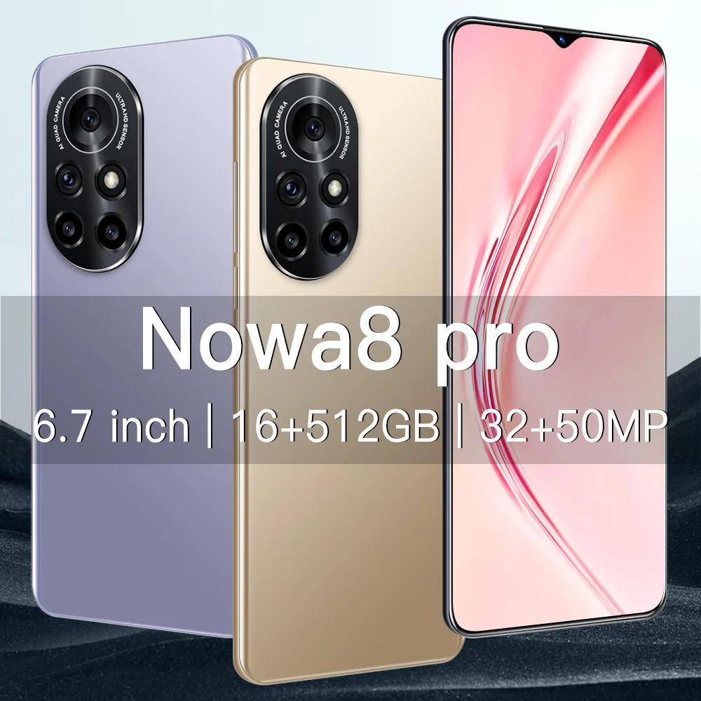 

2021 Global Version Nowa 8 Pro 6.7 Inch Smart Phone 6800mAh 8GB 256GB 32+50MP Face ID Unlocked 5G Android Mobile Phone Celular