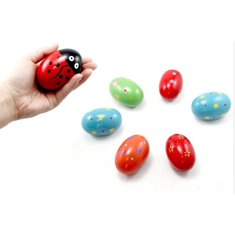 

3PCS Wooden Percussion Sand Egg Maracas Egg Shakers Halloween Props for Children NSV775